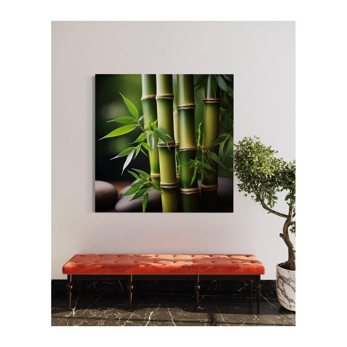 Feeby Leinwanddruck Orientalischer Zen-Bambus in Grün, Quadratisch, B/T/H: 30 x 30 x 30 cm - Bild 2