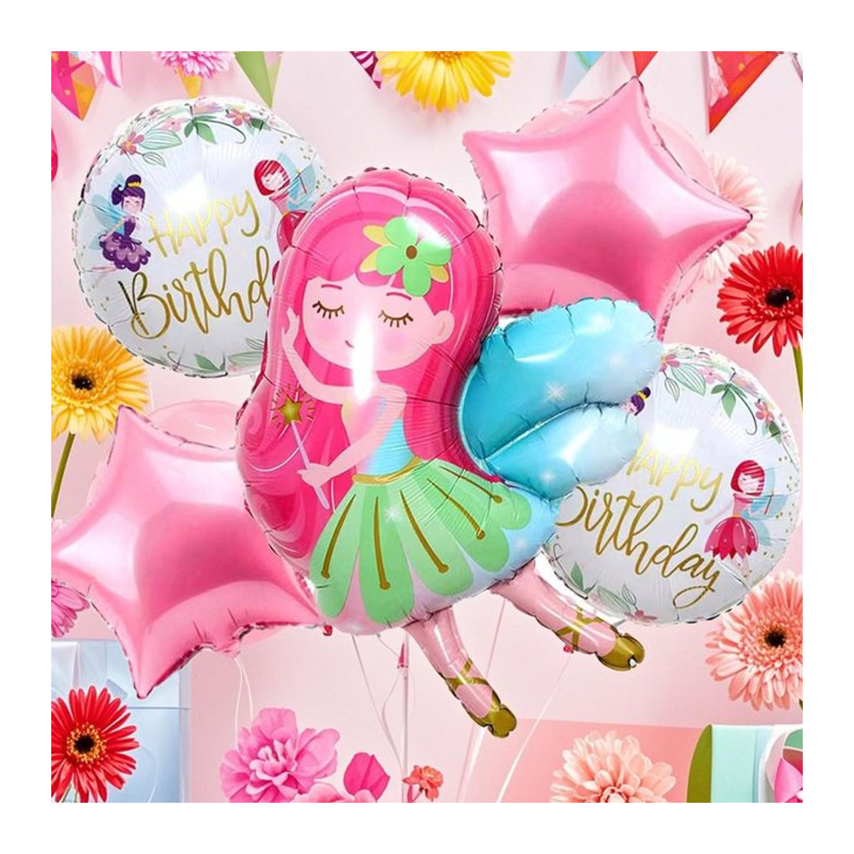 Feenprinzessin Ballon-Set für Kindergeburtstage und Märchen-Themenpartys, mehrfarbig - Bild 1