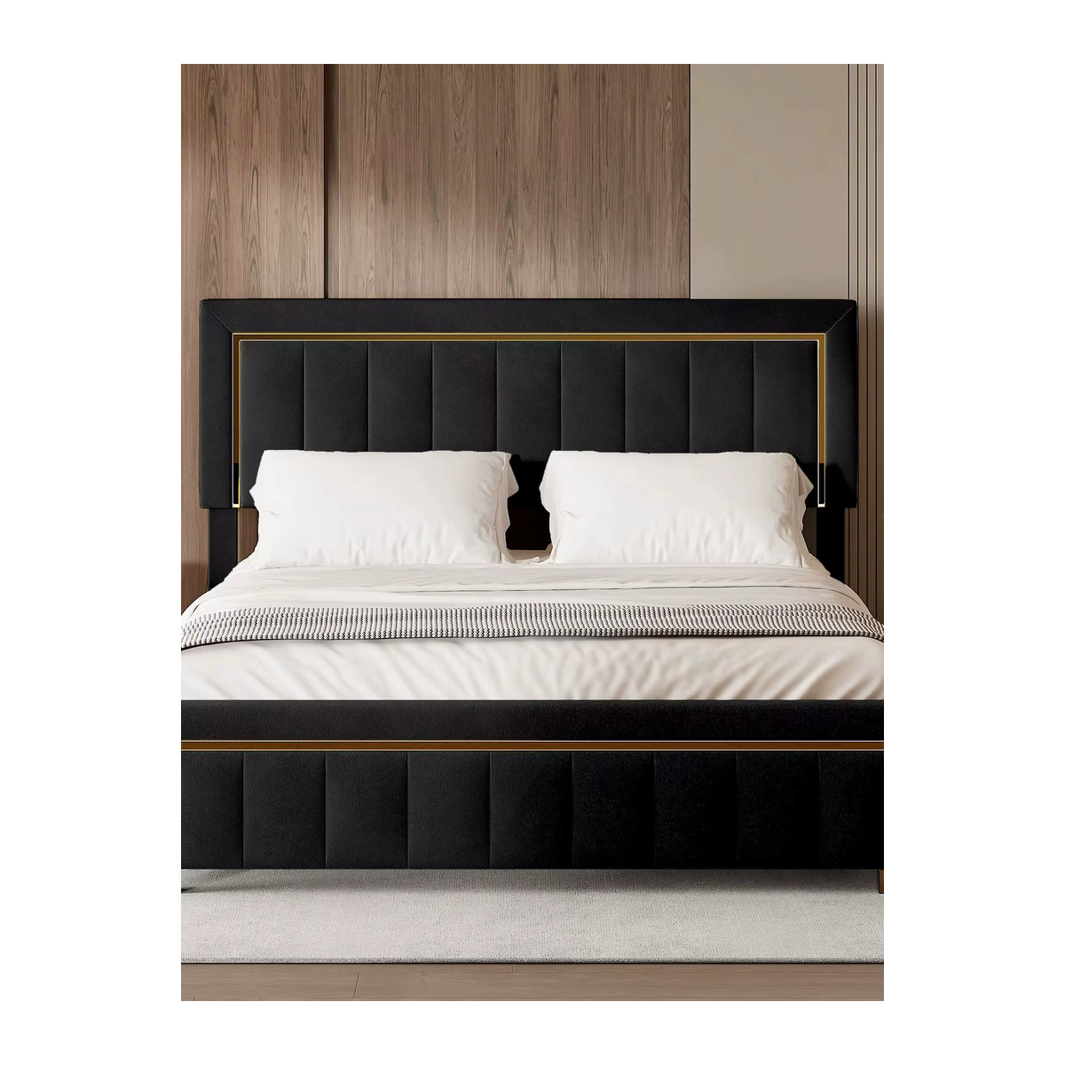 FEEOHOME Boxspringbett aus Samt mit Stauraum und Lattenrost, B/T: 140 x 200 cm, Beige oder Schwarz - Bild 7