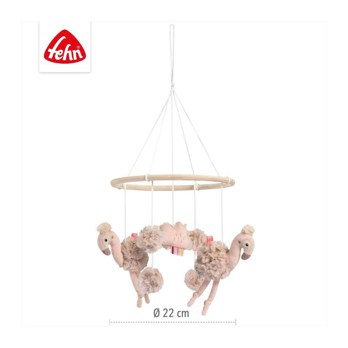 Fehn Baby Mobile Flamingo aus Holz und Textil in Rosa, 22 cm - Bild 2
