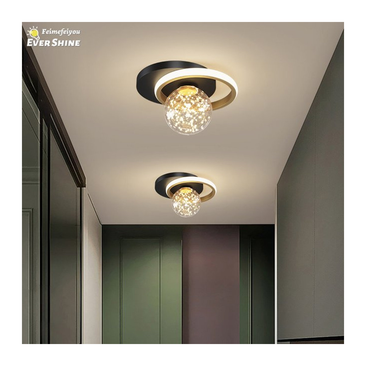 Feimefeiyou Deckenlampe im skandinavischen Design aus Glas für Wohnzimmer und Schlafzimmer in Schwarz/Weiß - Bild 1