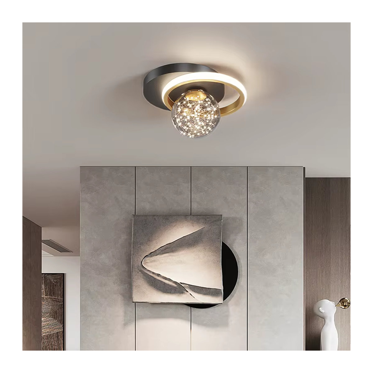 Feimefeiyou Deckenlampe im skandinavischen Design aus Glas für Wohnzimmer und Schlafzimmer in Schwarz/Weiß - Bild 2