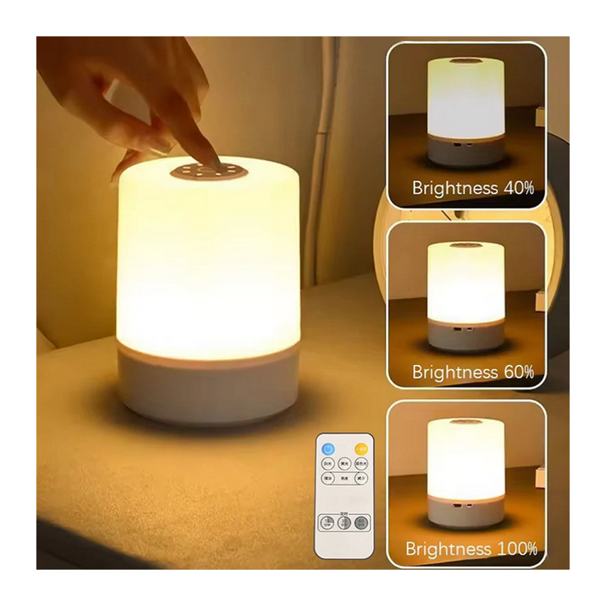 Feimefeiyou Dimmbare LED Tischlampe in Weiß mit Touch-Funktion für Schlafzimmer und Dekoration - Bild 1
