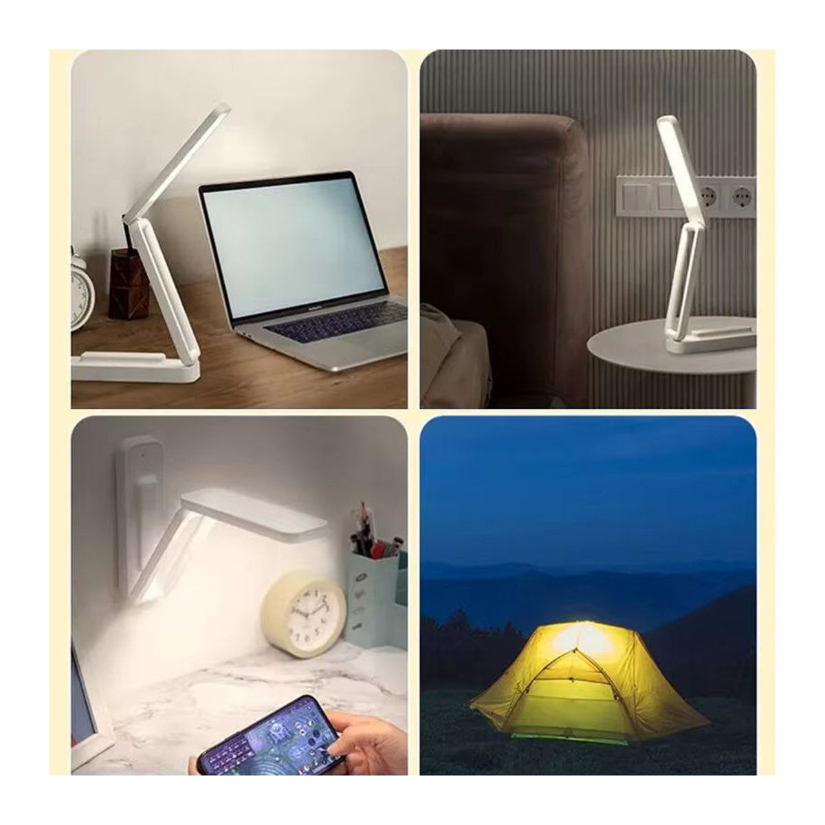 Feimefeiyou LED-Leseschreibtischlampe in Weiß, faltbar und dimmbar mit Touch-Bedienung, Fernbedienung und USB-Aufladung für Büro und Nachttisch - Bild 4