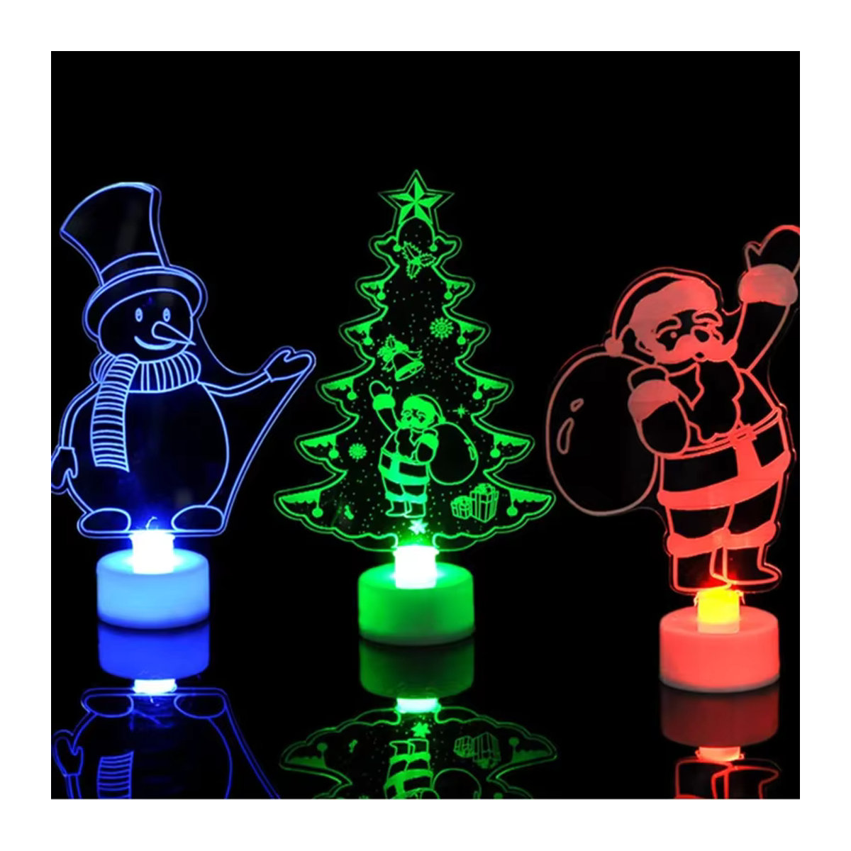 Feimefeiyou LED Mini Nachtlicht Schneemann Lampe mit bunten blinkenden Lichtern als Weihnachtsdeko und Party-Ornament - Bild 2