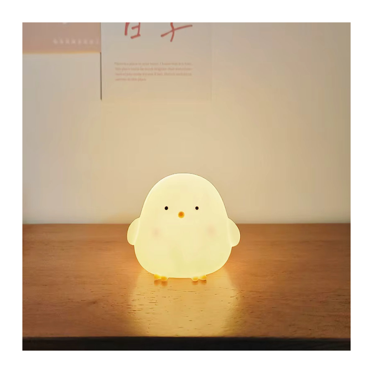 Feimefeiyou LED Nachtlicht Huhn aus Silikon und ABS in Gelb als niedliche Schreibtischlampe für Kinderzimmer und Schlafzimmer - Bild 1