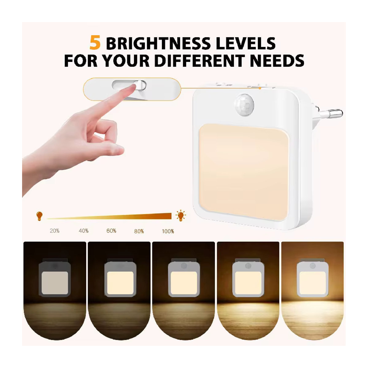 Feimefeiyou LED Nachtlicht mit Bewegungssensor, weiß, warmweiß, minimalistisches Design - Bild 4
