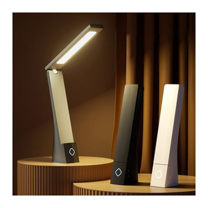 Feimefeiyou LED Schreibtischlampe faltbar mit Ladefunktion in Schwarz/Weiß für Augenschutz und minimalistisches Design