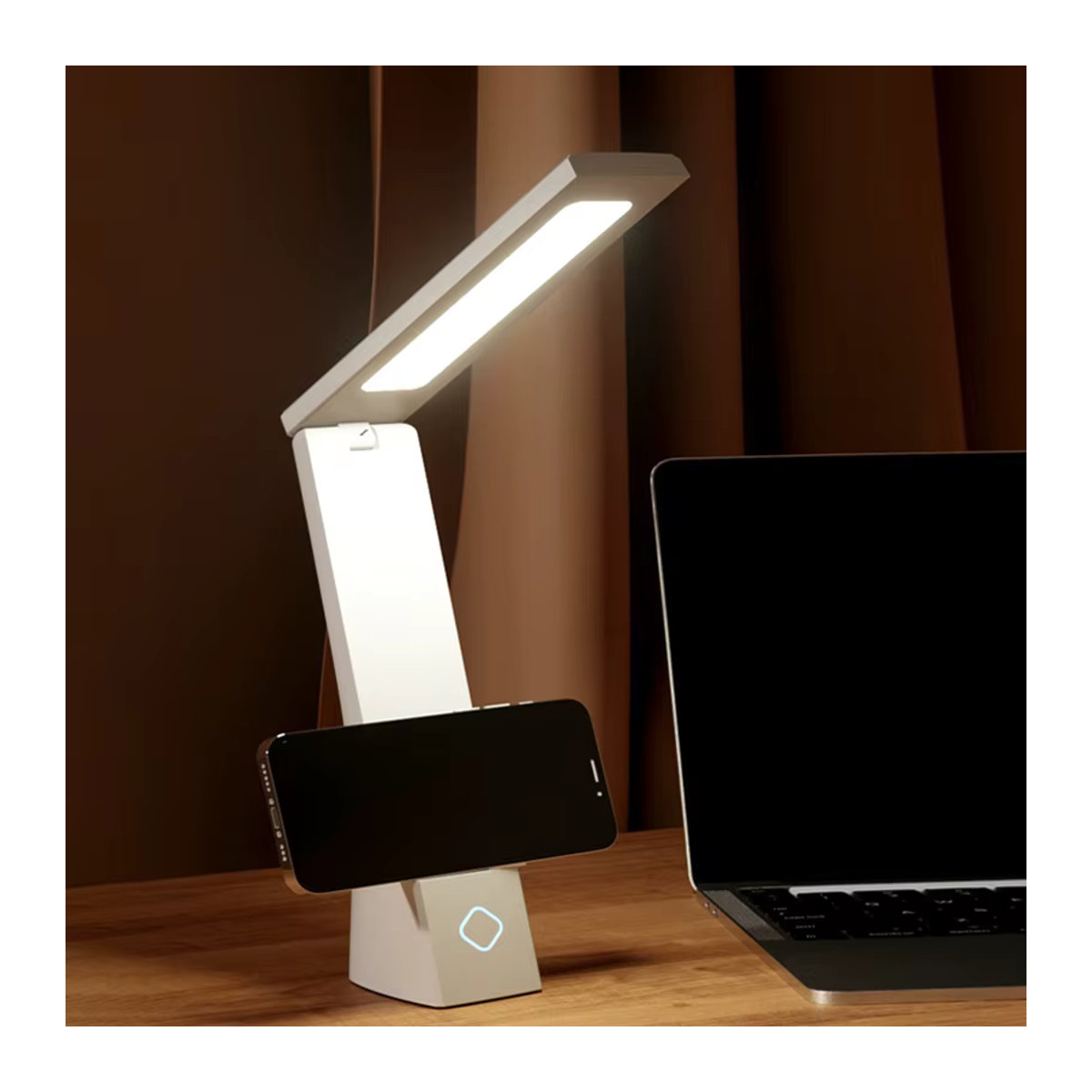 Feimefeiyou LED Schreibtischlampe faltbar mit Ladefunktion in Schwarz/Weiß für Augenschutz und minimalistisches Design - Bild 2