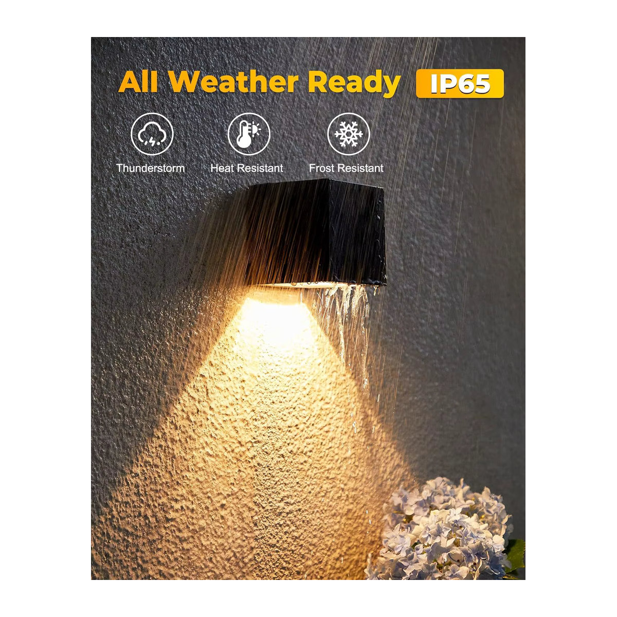 Feimefeiyou LED Solar Wandleuchte Schwarz IP65 Wasserdicht mit Sensor für Garten und Außenbereich - Bild 2