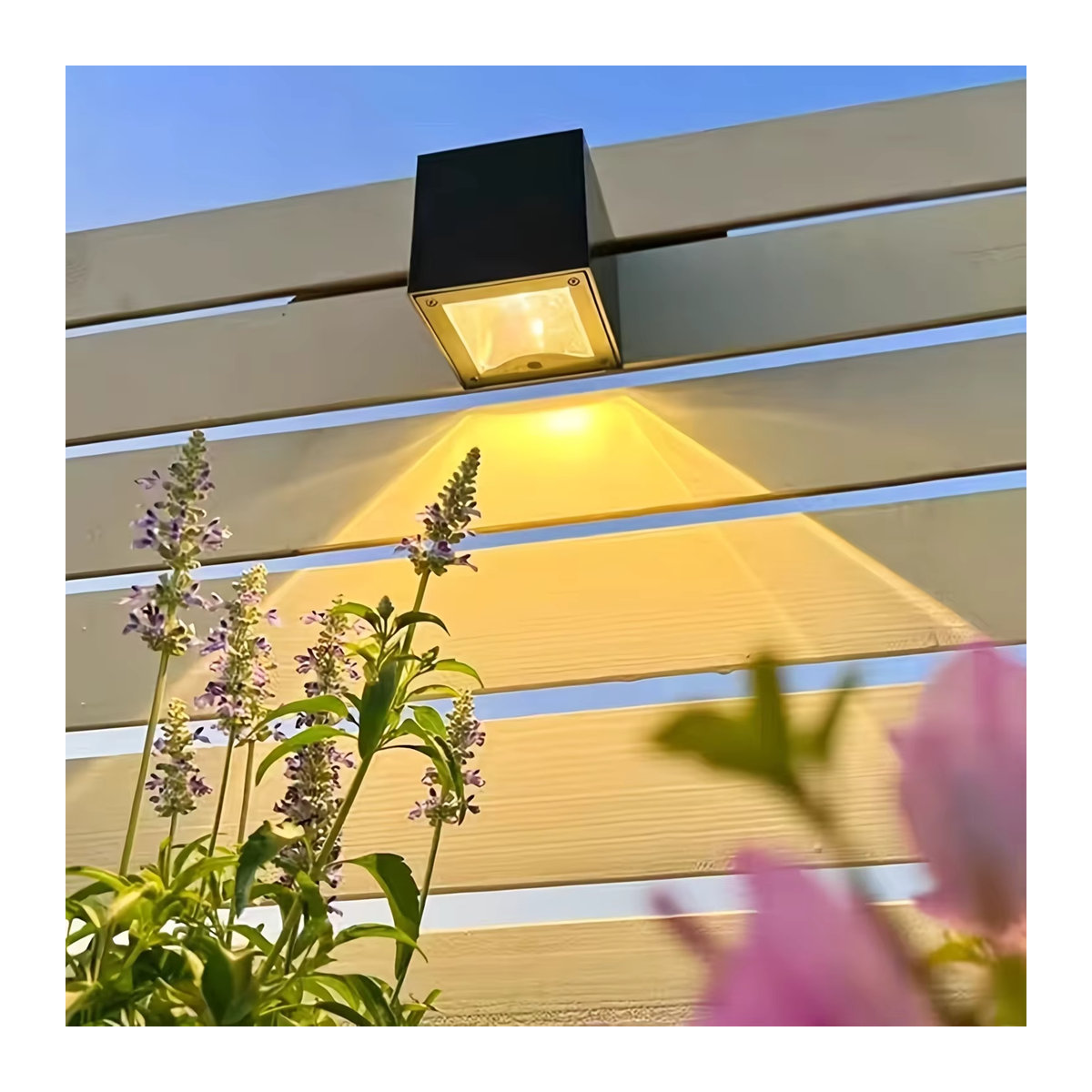 Feimefeiyou LED Solar Wandleuchte Schwarz IP65 Wasserdicht mit Sensor für Garten und Außenbereich - Bild 3