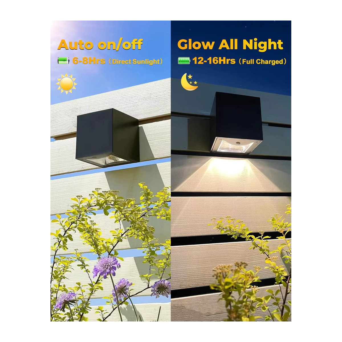 Feimefeiyou LED Solar Wandleuchte Schwarz IP65 Wasserdicht mit Sensor für Garten und Außenbereich - Bild 4