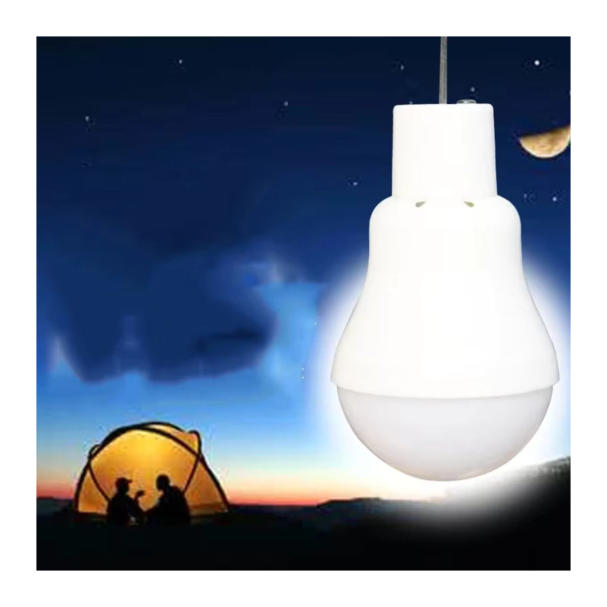 Feimefeiyou LED-Solarleuchte mit Haken in Weiß für Garten und Camping - Bild 4