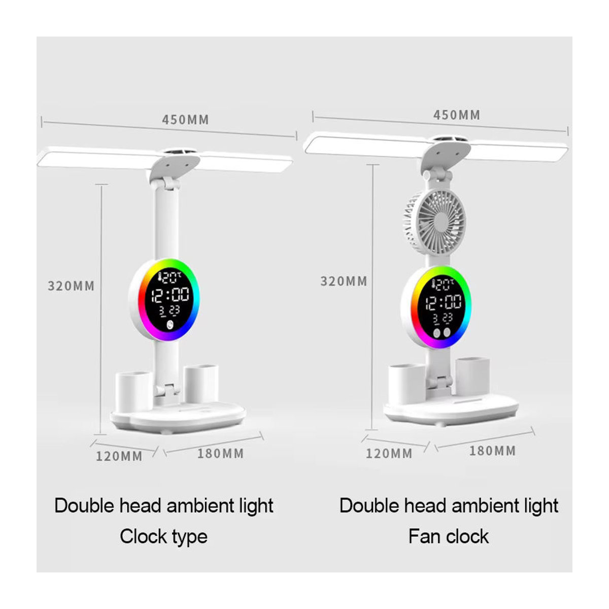 Feimefeiyou LED Tischlampe mit Fan, Uhr und Display in Weiß - Bild 3