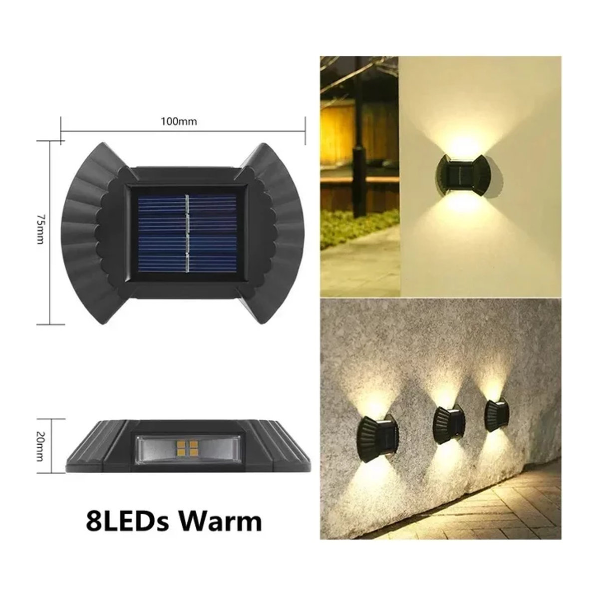 Feimefeiyou Moderne LED Solar Wandleuchte Schwarz Wasserdicht für Garten und Zaun - Bild 1