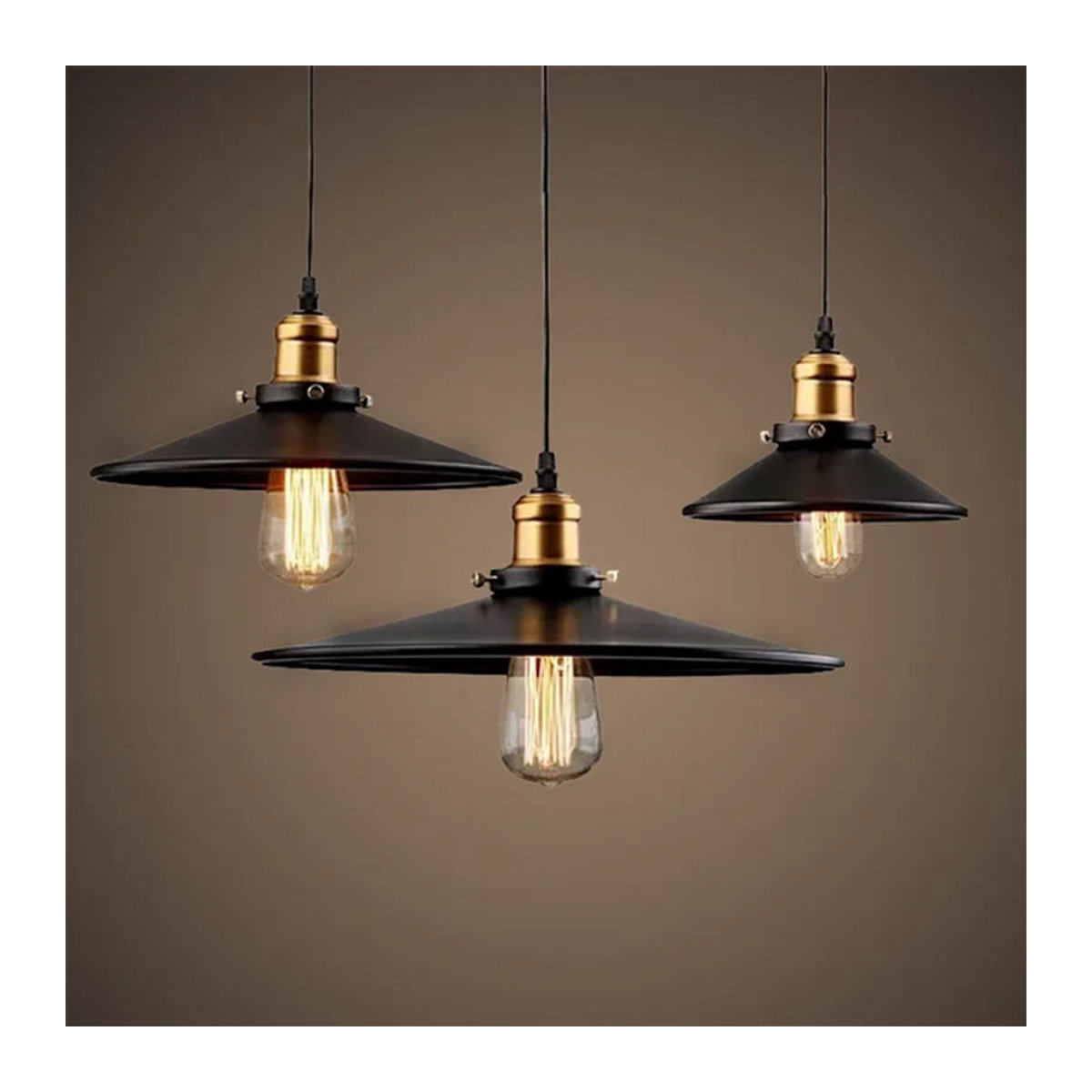 Feimefeiyou Pendelleuchte im Industrial Retro Stil aus Metall in Schwarz mit E27 Fassung - Bild 1