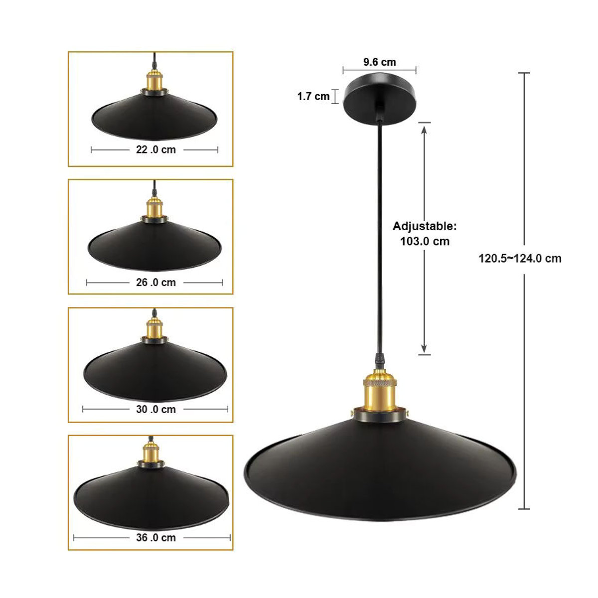Feimefeiyou Pendelleuchte im Industrial Retro Stil aus Metall in Schwarz mit E27 Fassung - Bild 4