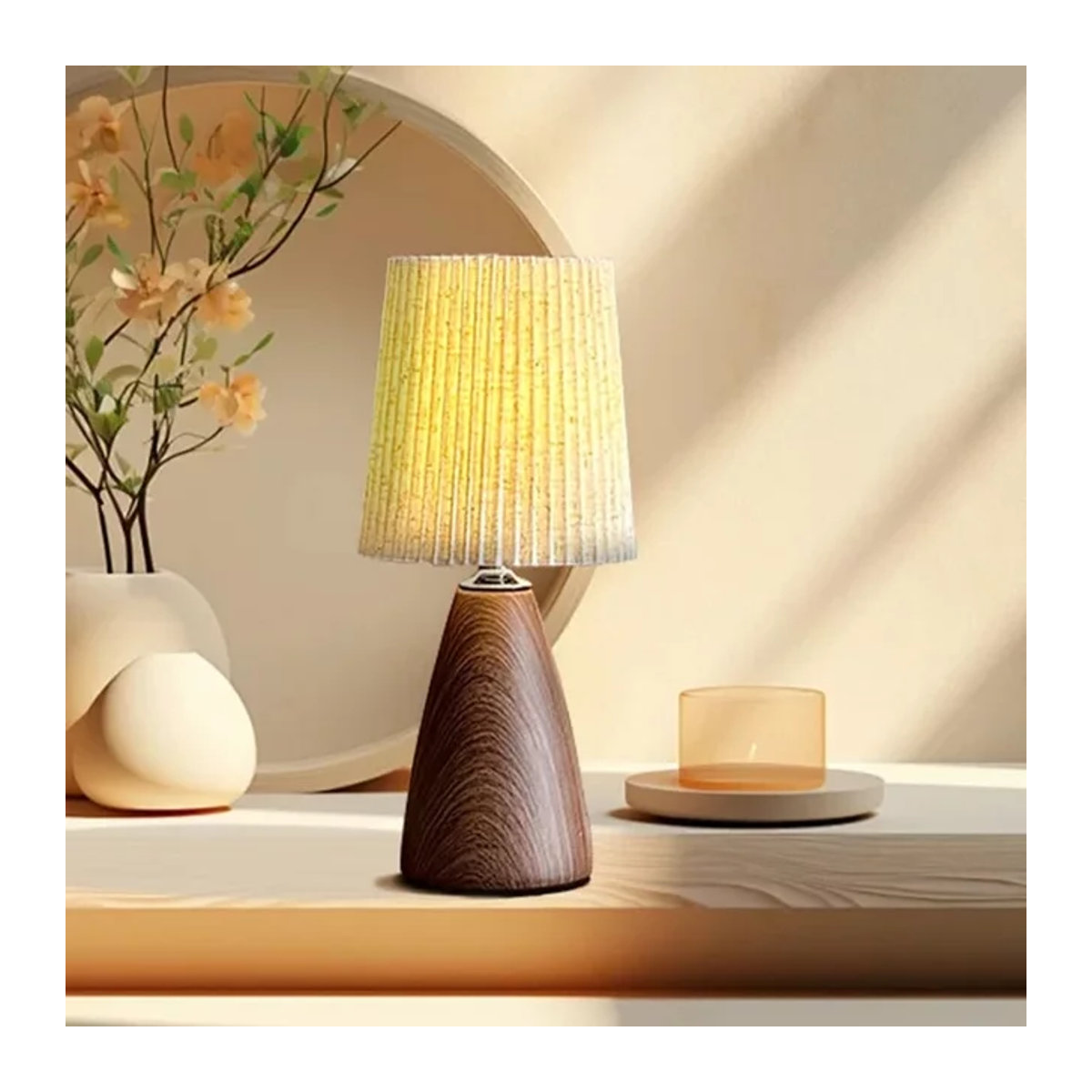 Feimefeiyou Skandinavische LED Tischlampe in Braun mit USB-Anschluss für Schlafzimmer und Arbeitszimmer - Bild 1