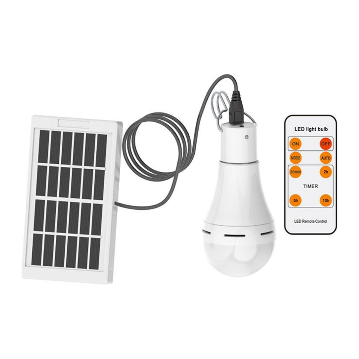 Feimefeiyou Solarleuchte LED mit Fernbedienung und USB-Ladefunktion, wasserdichte Solar-Glühbirne in Weiß für Garten und Camping - Bild 1