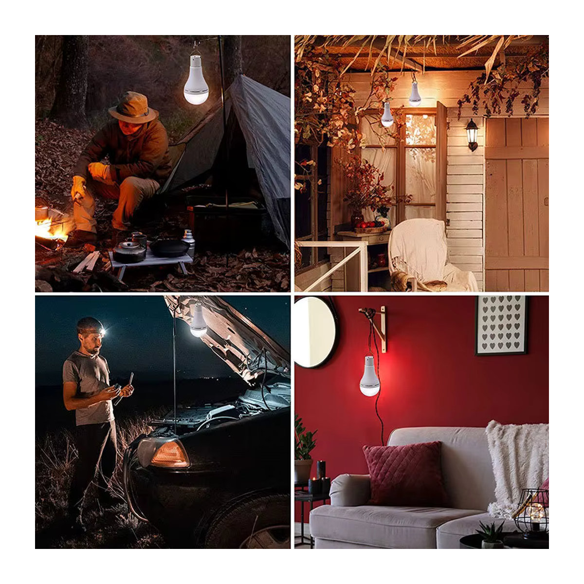 Feimefeiyou Solarleuchte LED mit Fernbedienung und USB-Ladefunktion, wasserdichte Solar-Glühbirne in Weiß für Garten und Camping - Bild 5