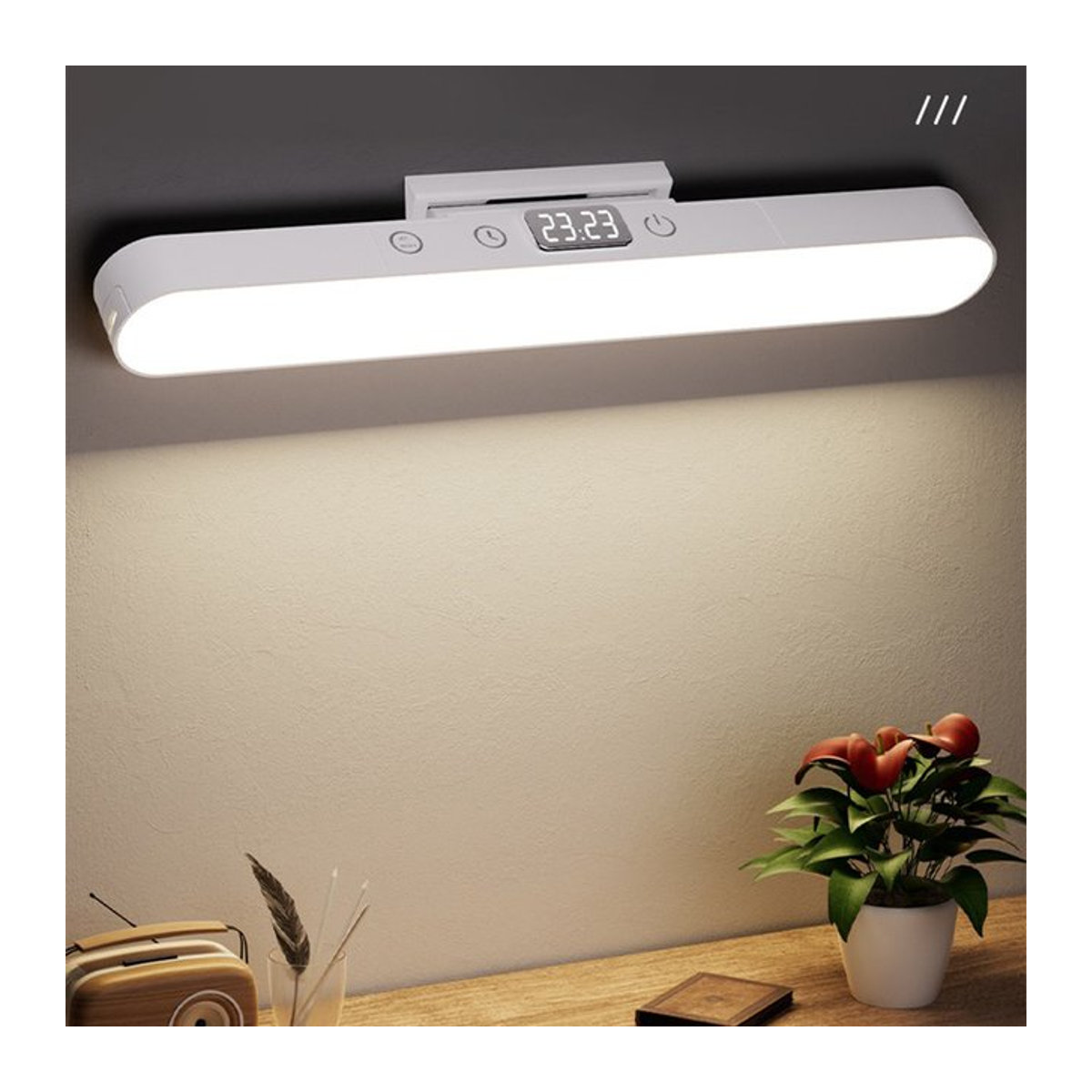 Feimefeiyou Wiederaufladbare LED Schreibtischlampe in Weiß, stufenlos dimmbares magnetisches USB-Nachtlicht im minimalistischen Design - Bild 1