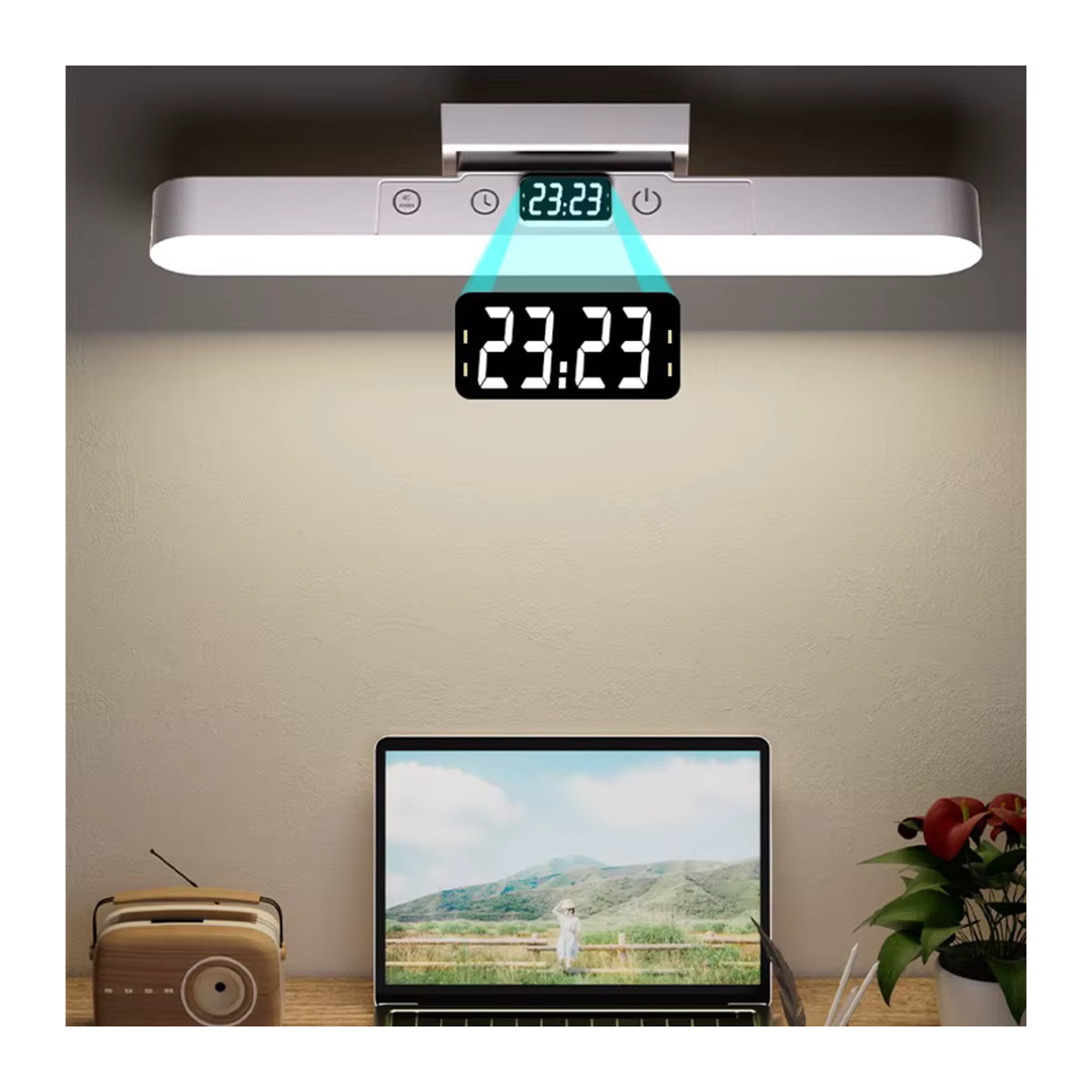 Feimefeiyou Wiederaufladbare LED Schreibtischlampe in Weiß, stufenlos dimmbares magnetisches USB-Nachtlicht im minimalistischen Design - Bild 5