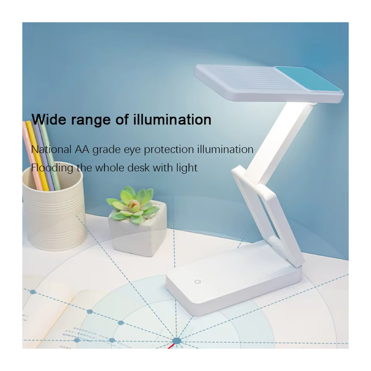 Feimefeiyou Zusammenklappbare LED-Schreibtischlampe in Weiß, Wiederaufladbare und Tragbare Tischlampe mit Augenschutz - Bild 2