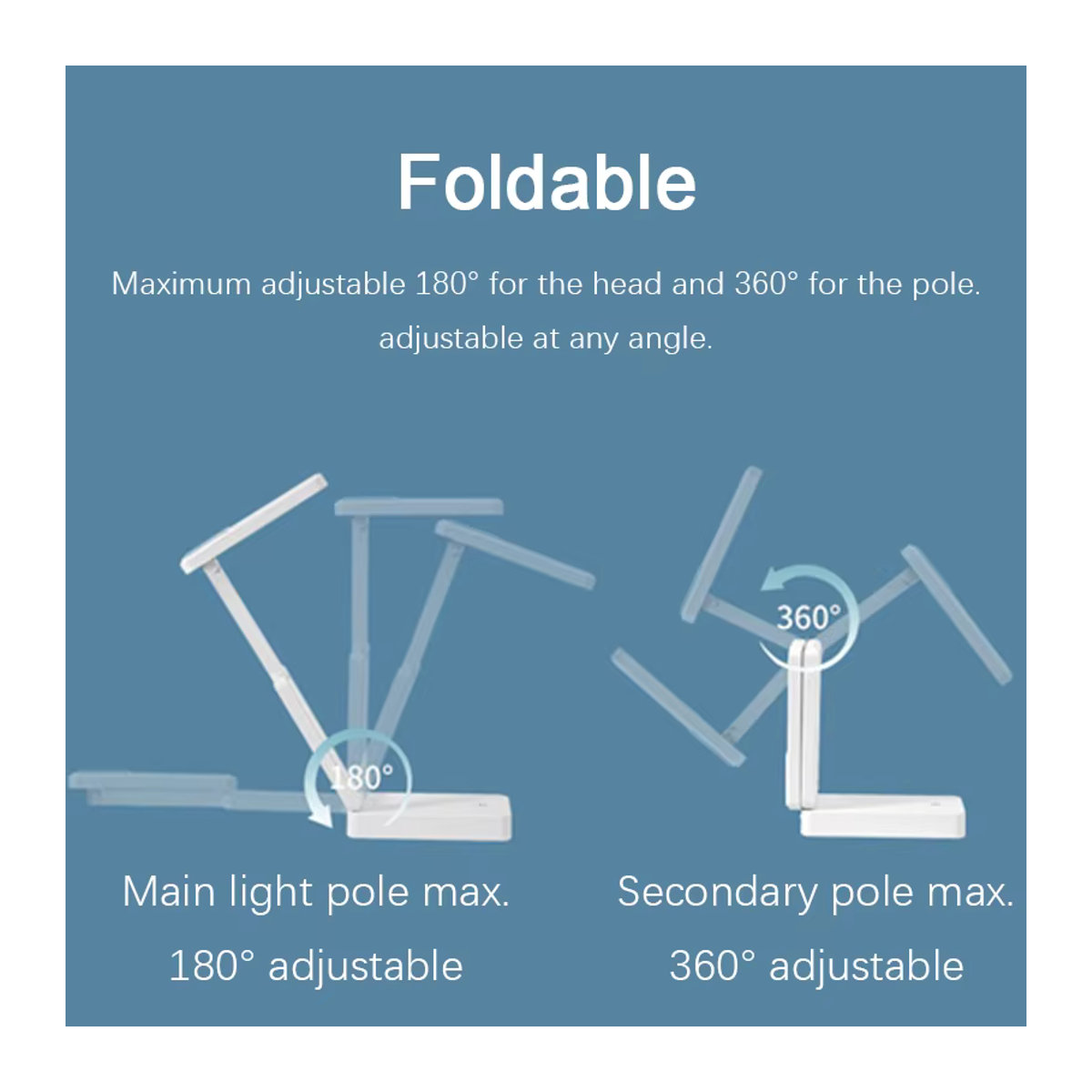 Feimefeiyou Zusammenklappbare LED-Schreibtischlampe in Weiß, Wiederaufladbare und Tragbare Tischlampe mit Augenschutz - Bild 5