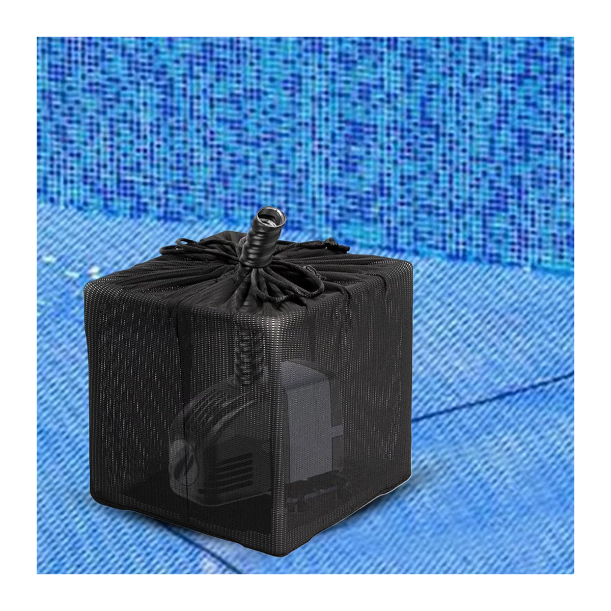 Feinmaschiger Teichpumpenbeutel als Netzfilterbeutel mit Kordelzug in Schwarz für Garten, Aquarium und Brunnen - Bild 3