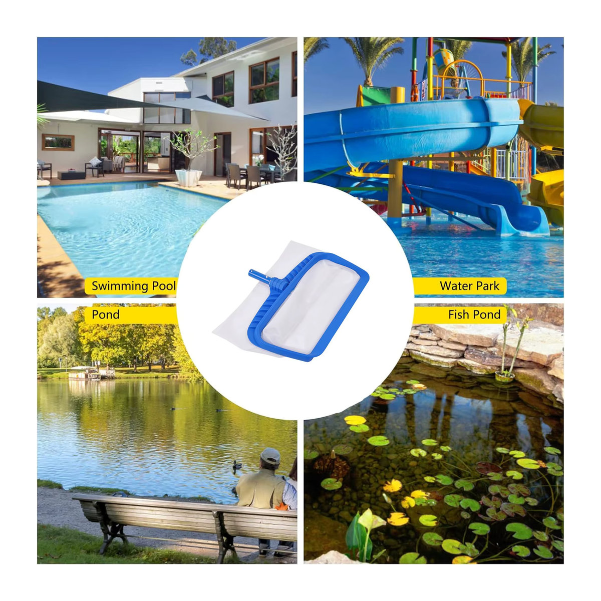 Feinmaschiges Blattrinnensieb zur Oberflächenreinigung für Schwimmbecken, Pools, Whirlpools und Brunnen - Bild 3