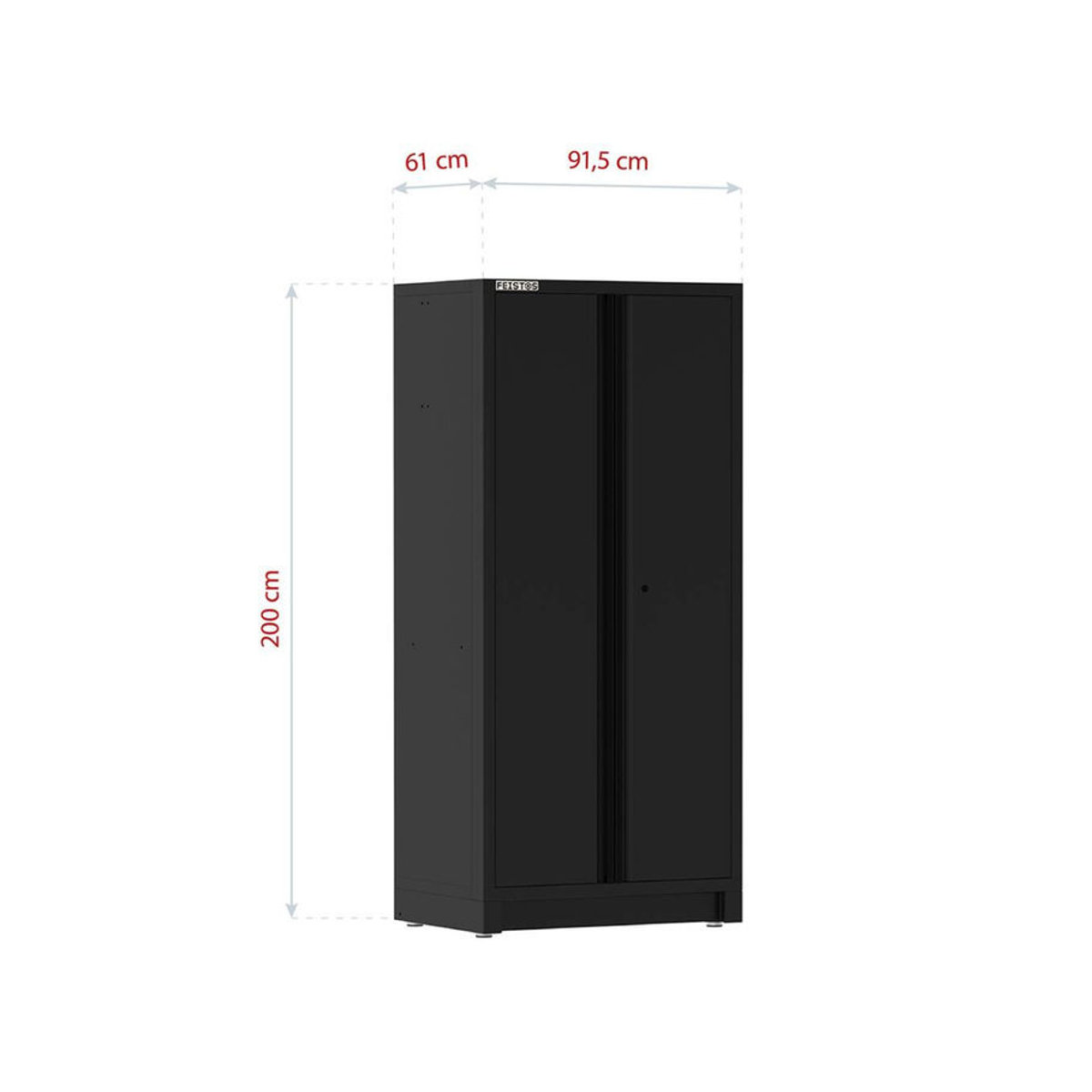 Feistos Hochschrank EOS Blackline Duo Vorratsschrank aus Metall in Schwarz, B/T/H: 92 x 61 x 200 cm - Bild 7