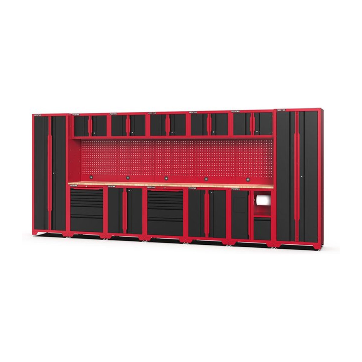 Feistos Werkstatteinrichtung Juno 12 Metall Werkzeugschrank mit 2 Hochschränken schwarz rot B/T/H: 462 x 46 x 198 cm - Bild 1