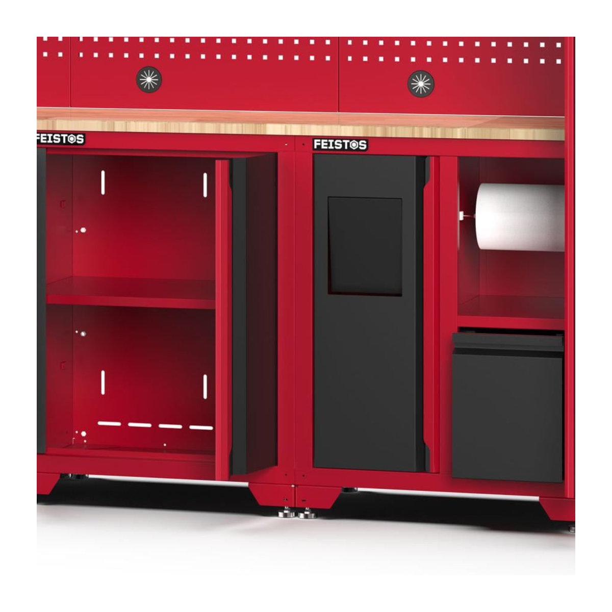 Feistos Werkstatteinrichtung Juno 12 Metall Werkzeugschrank mit 2 Hochschränken schwarz rot B/T/H: 462 x 46 x 198 cm - Bild 3