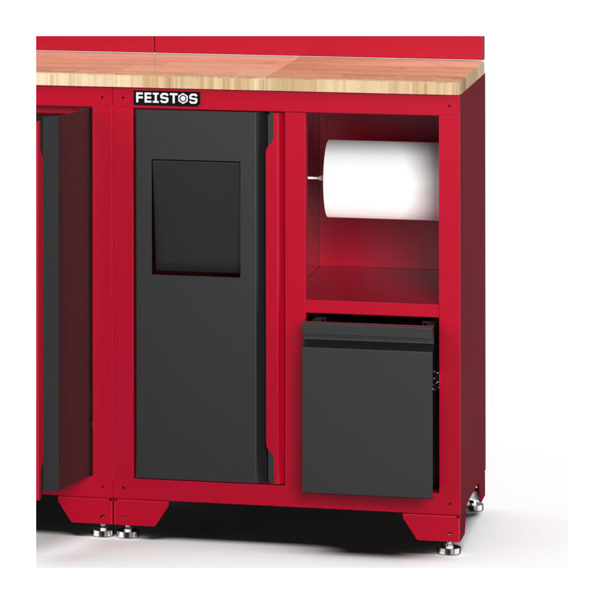 Feistos Werkstatteinrichtung Juno 23 Metall Werkstattschrank mit Hochschrank, schwarz/rot, B: 264 cm, T: 46 cm, H: 198 cm - Bild 4