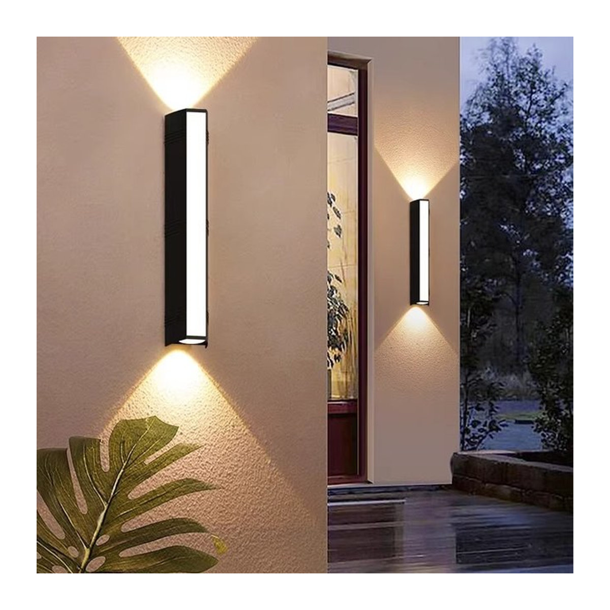 Feiyunlux Moderne LED-Außenwandleuchte aus Aluminium in Schwarz mit warmweißem Licht 3500K, IP65 wasserdicht - Bild 1