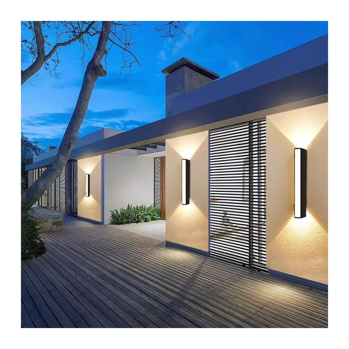 Feiyunlux Moderne LED-Außenwandleuchte aus Aluminium in Schwarz mit warmweißem Licht 3500K, IP65 wasserdicht - Bild 2