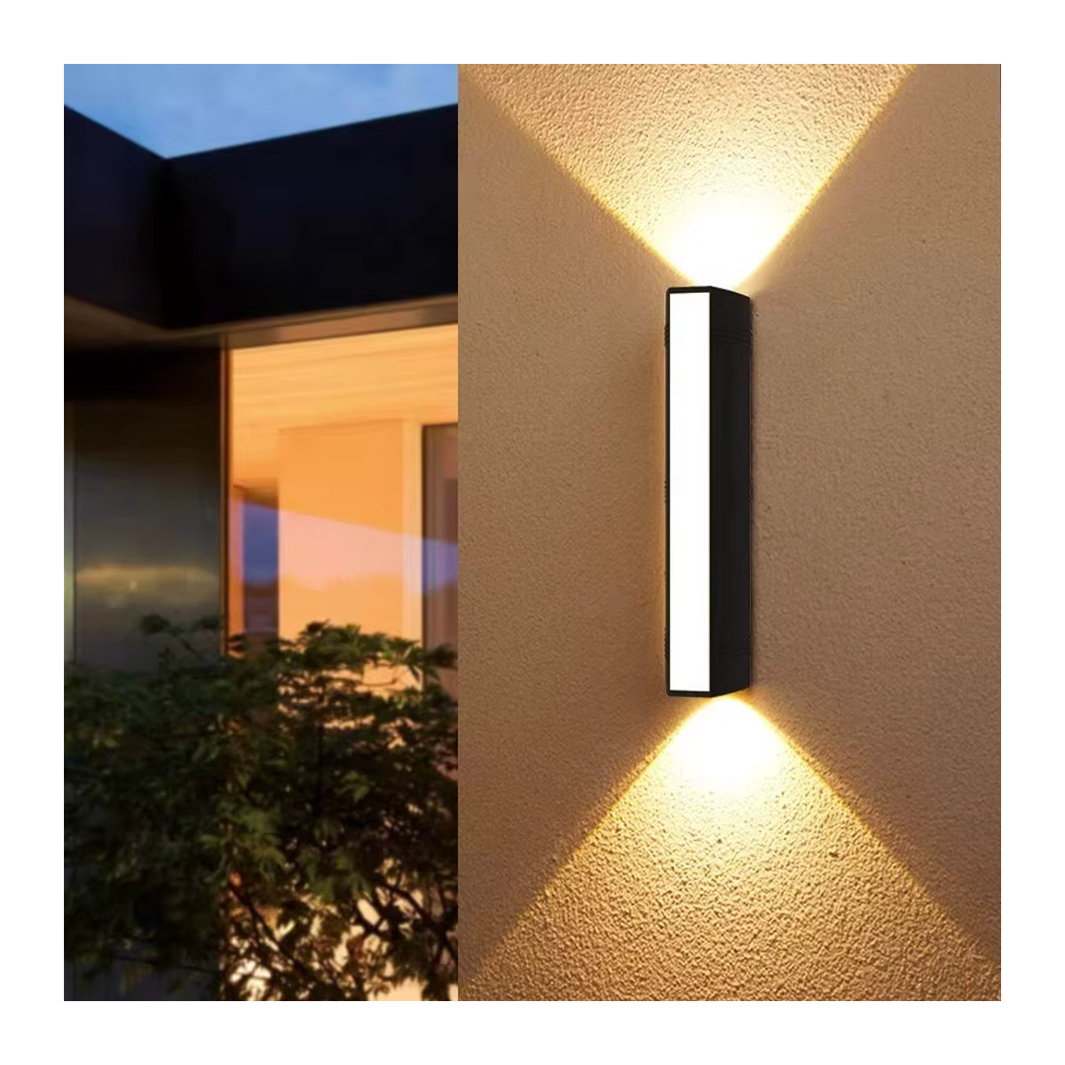 Feiyunlux Moderne LED-Außenwandleuchte aus Aluminium in Schwarz mit warmweißem Licht 3500K, IP65 wasserdicht - Bild 4