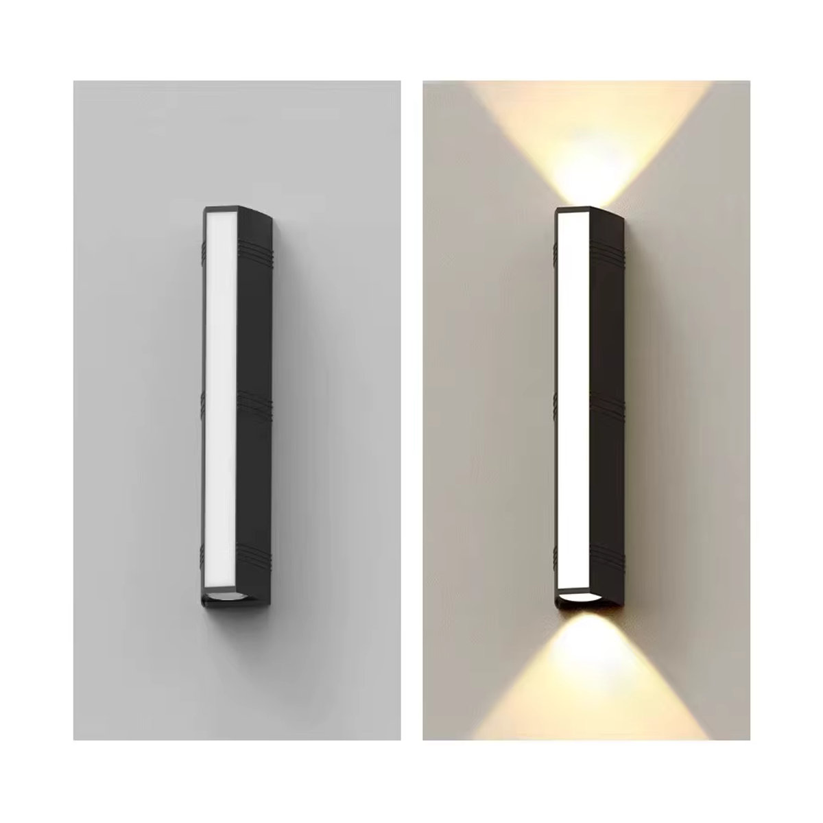 Feiyunlux Moderne LED-Außenwandleuchte aus Aluminium in Schwarz mit warmweißem Licht 3500K, IP65 wasserdicht - Bild 6