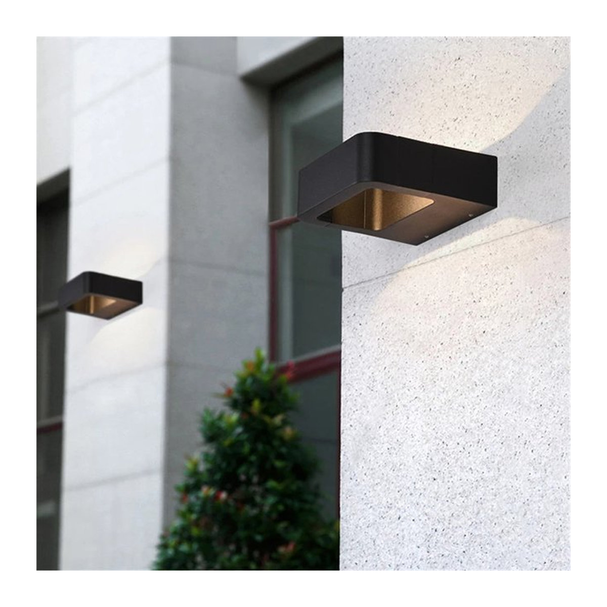 Feiyunlux Moderne Wandleuchte aus Aluminium mit Bewegungsmelder für Außen und Innen, Warmweiß, Schwarz/Grau - Bild 1