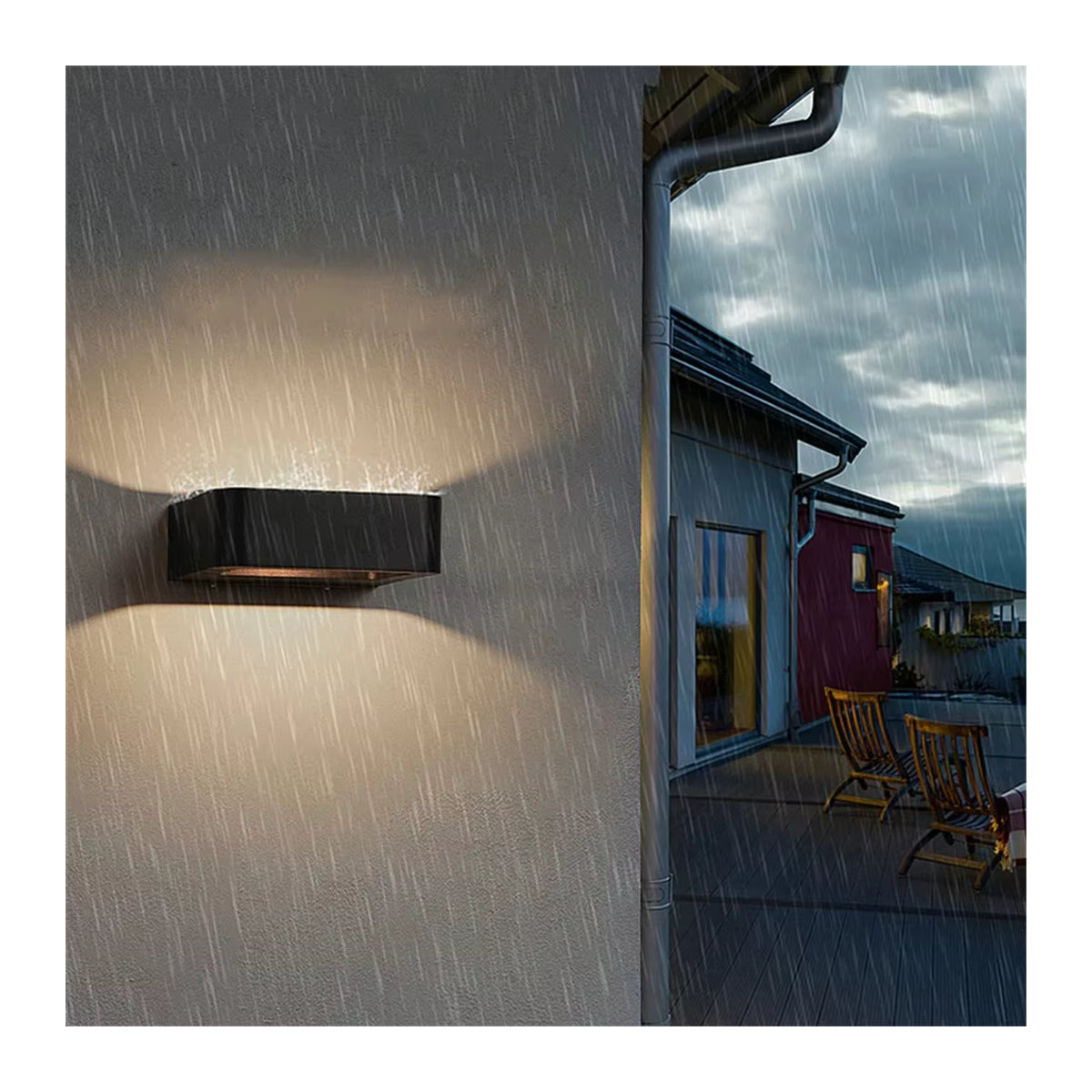 Feiyunlux Moderne Wandleuchte aus Aluminium mit Bewegungsmelder für Außen und Innen, Warmweiß, Schwarz/Grau - Bild 2