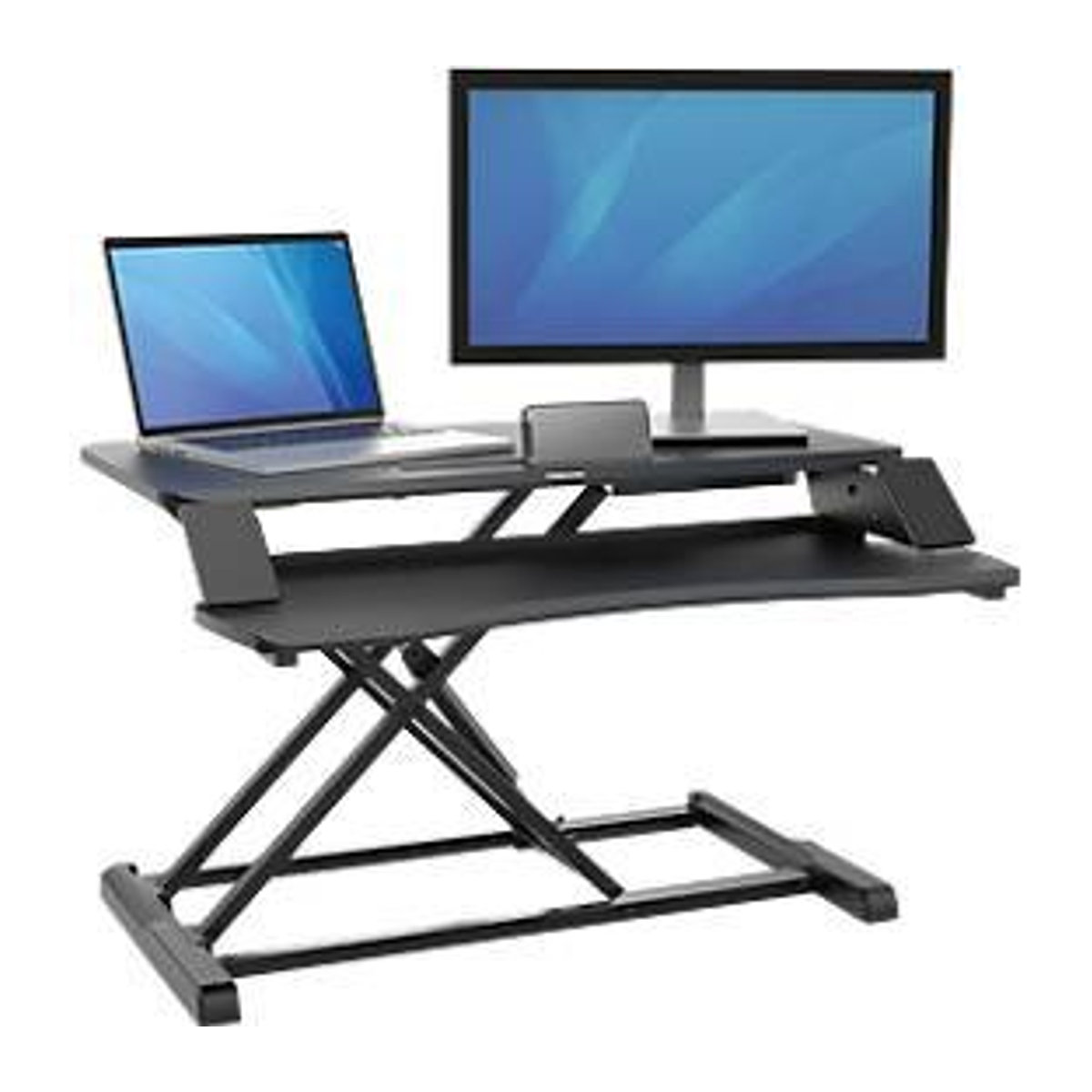 Fellowes Corsivo Sitz- und Steh Workstation in Schwarz, B/T/H: 61,5 x 80 x 11 cm, belastbar bis 17 kg - Bild 1