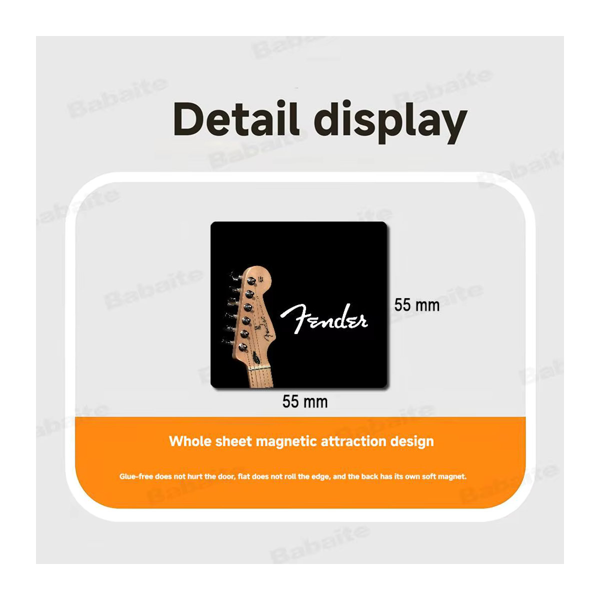 Fender Gitarren-Kühlschrankmagnet aus Kunststoff, quadratisch, schwarz, personalisierbar mit Bildoberfläche - Bild 4