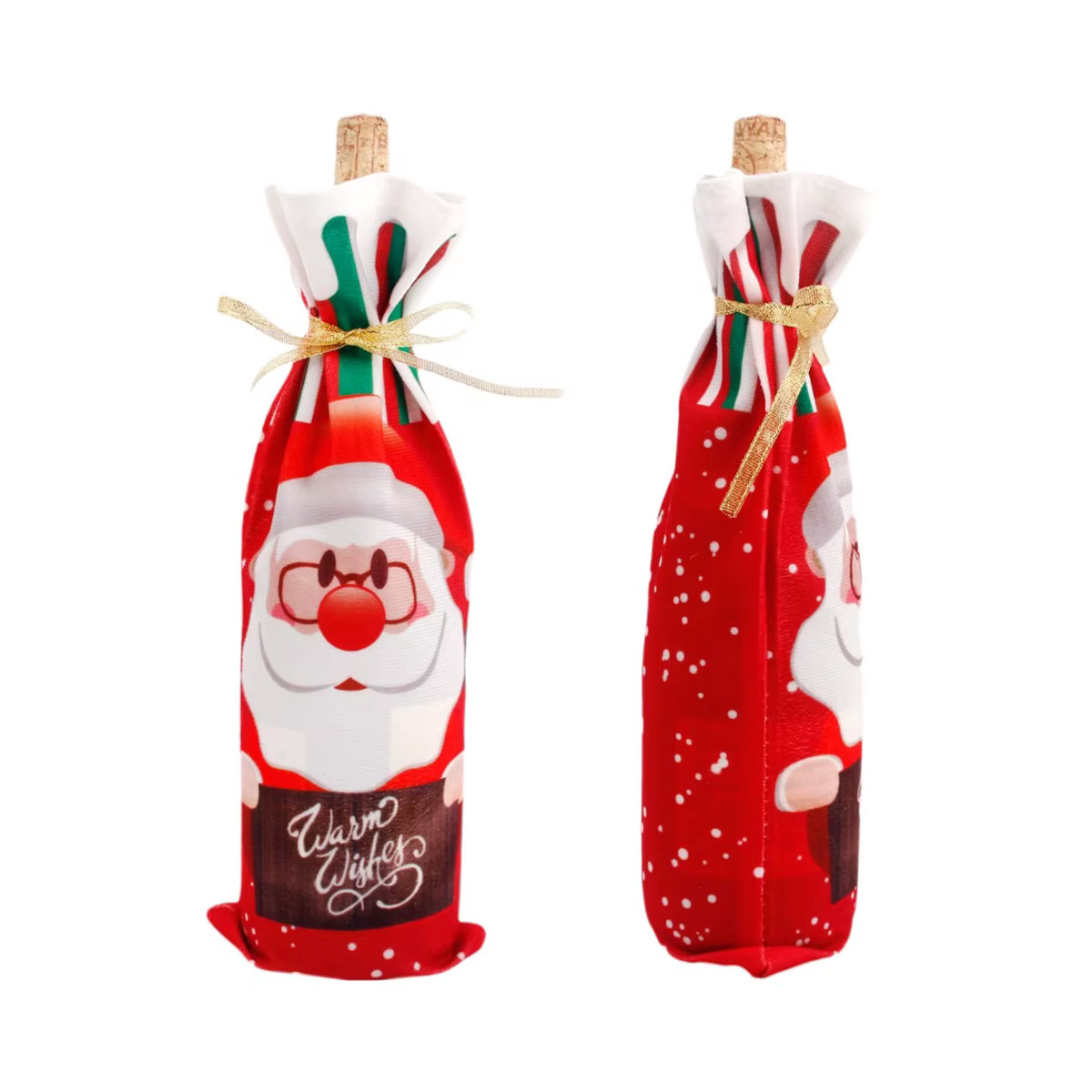 FengRise Weihnachtsmann Weinflaschenhülle aus Textil in Blau und Mehrfarbig als Weihnachtsdekoration und Geschenkhalter - Bild 2