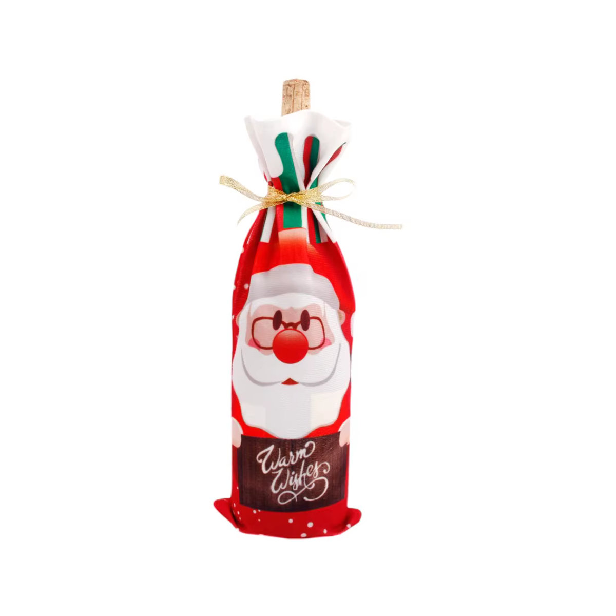 FengRise Weihnachtsmann Weinflaschenhülle aus Textil in Blau und Mehrfarbig als Weihnachtsdekoration und Geschenkhalter - Bild 3
