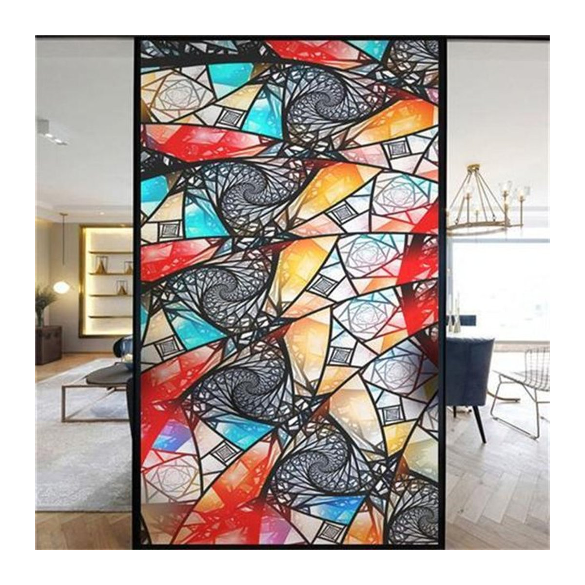 Fensterfolie Loving A Better Life mit floralem Design, mattierte Buntglasfolie in Mehrfarbig, statisch haftender Sichtschutz für Küche und Büro, B/H: 50 x 100 cm - Bild 1
