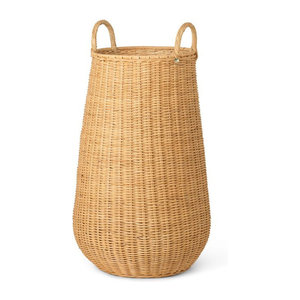 Ferm Living Braided Wäschekorb aus Rattan in Braun und Beige, rund und skandinavisch im Design