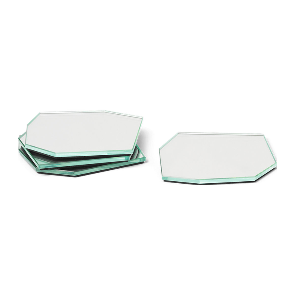 Ferm Living Shard Untersetzer 4er Set aus Glas in Transparent und Silber mit unregelmäßigem Design - Bild 1