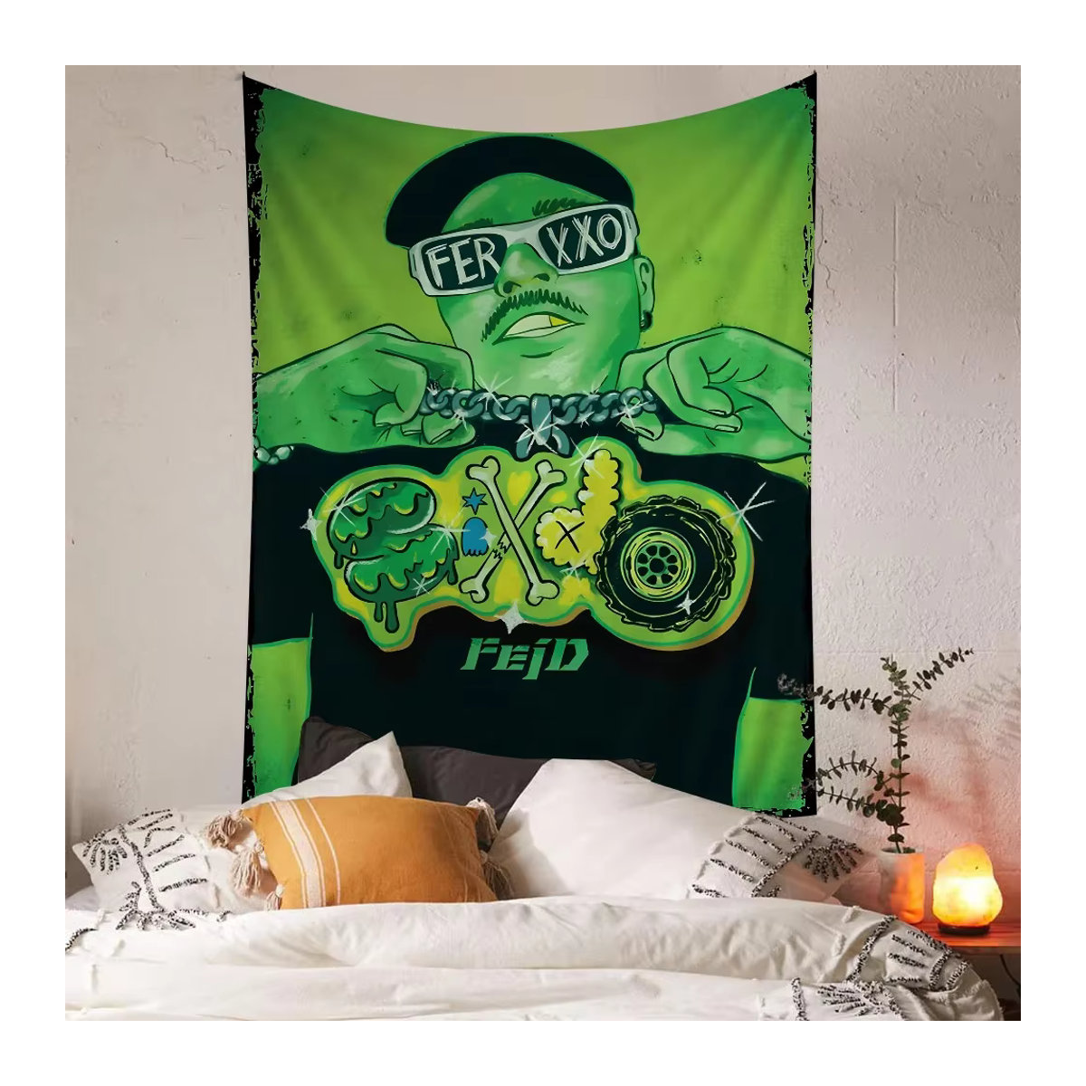 Ferxxo feid Wandtapisserie Stoff Kunstdruck im Science-Fiction-Stil, Grün, H x B: 90 x 50 cm - Bild 2