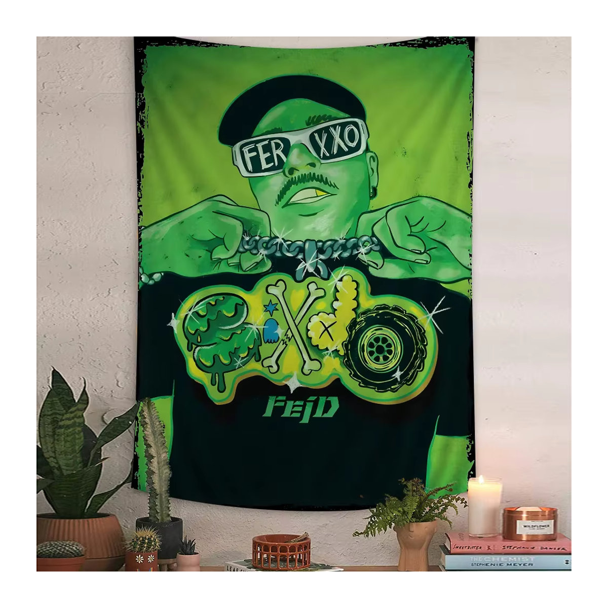 Ferxxo feid Wandtapisserie Stoff Kunstdruck im Science-Fiction-Stil, Grün, H x B: 90 x 50 cm - Bild 5
