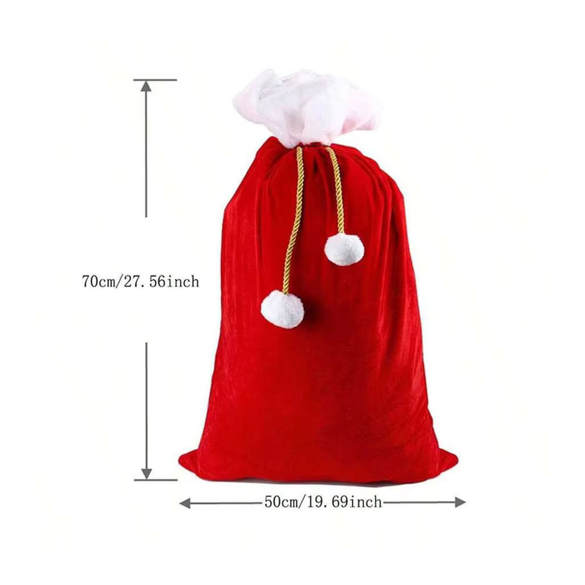 Festliche Weihnachtsmann-Geschenktüte aus rotem Samt mit weißem Bommel zur Weihnachtsdekoration - Bild 3